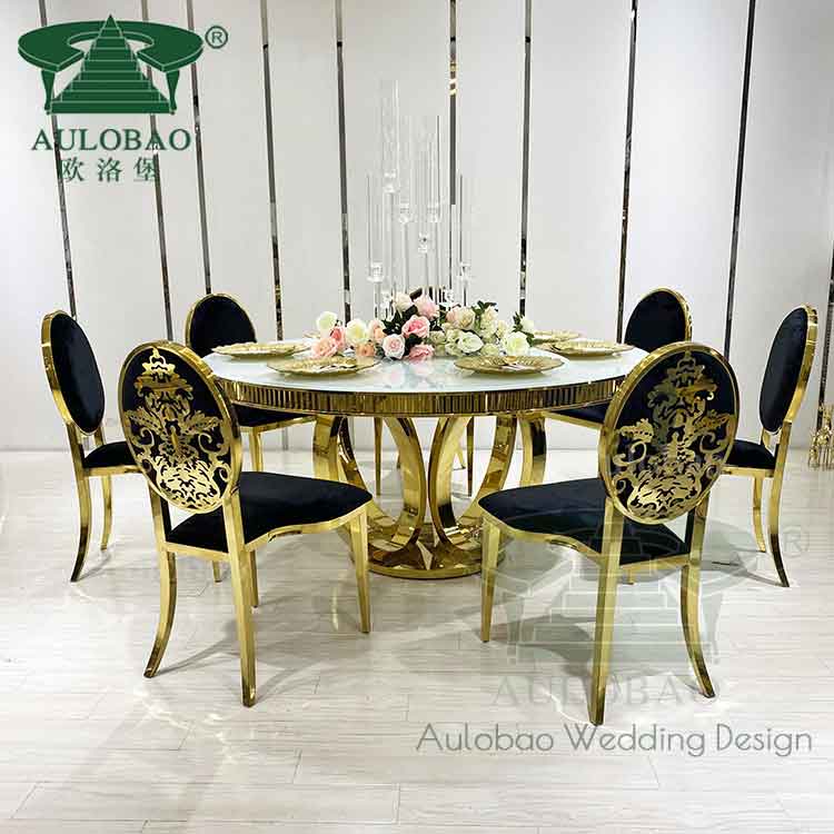 Wedding Furniture Gold Round Dining Tables Aulobao