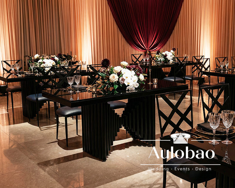 Geometric X-Pattern Chairs with an Architectural Base Table