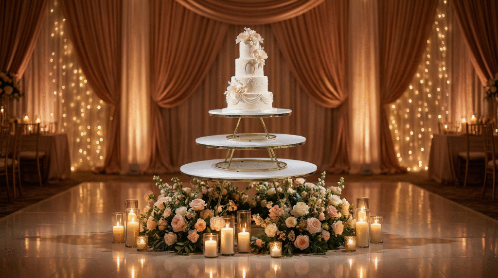 Round Forms Wedding Cake Displays Create Elegance