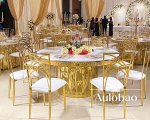 Gold Dining Sets with Floral Relief Bases for Luxury Events