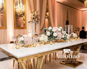 Gold Stainless Steel Wedding Tables Sunburst Base Design