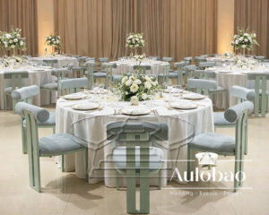 Mint-Green Dining Chairs with Cylindrical Velvet Backrest
