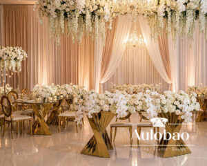 Polished Gold Wedding Table with Twist Design Bases
