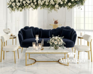 Blue Velvet Loveseat Sofas For Wedding Lounge Spaces