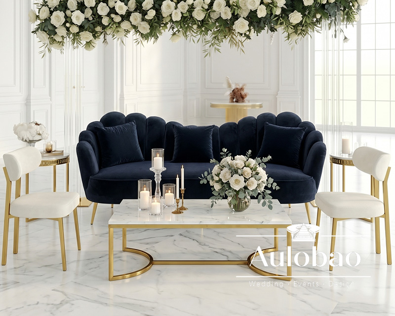 Blue Velvet Loveseat Sofas For Wedding Lounge Spaces