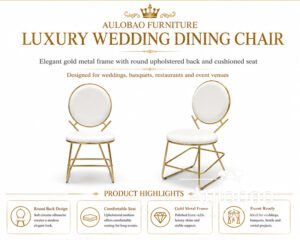 Gold Ballroom Chair | Padded Circle Back Wedding Chair